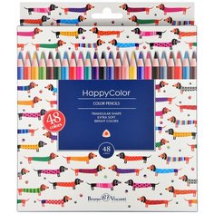 Карандаши BrunoVisconti, цветные, 48 цветов , HappyColor, Арт. 30-0074, упаковка в ассортименте