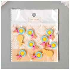 Декор для творчества пластик "Леденец со звёздочкой" набор 10 шт 2,3х1,5 см Арт Узор