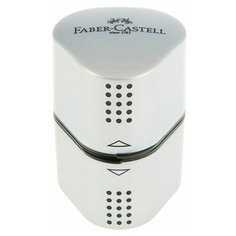Точилка 3 отверстия с контейнером Faber-Castell TRIO Grip 2001 для стандартных и трехгранных, Maxi карандашей, серая