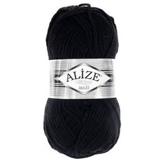 Пряжа Alize Superlana Maxi, 25 % шерсть, 75 % акрил, 100 г, 100 м, 1 шт., 60 черный