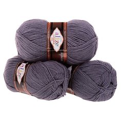 Пряжа Alize Lanagold Fine, 49 % шерсть, 51 % акрил, 100 г, 390 м, 3 шт., 348 темно-серый