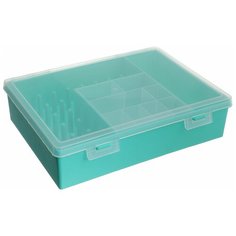 Коробка для мелочей "Trivol", двухъярусная, цвет: мятный, прозрачный, 28,2 х 19 х 7 см ТРИВОЛ