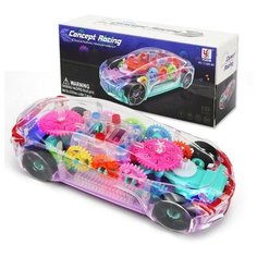Музыкальная игрушка детская прозрачная машинка с шестеренками. Модель BMW I8. Home World