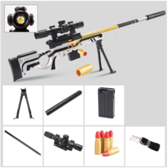 Игрушечная пневматическая снайперская винтовка AWM «GOLD DRAGON» 110 см с оптическим прицелом (два вида пулек, гильзы, очки) Panawealth Inter Holdings
