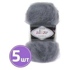 Пряжа Alize Mohair classik new (87 угольный серый), 5 шт. по 100 г, Alize
