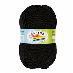 Пряжа "VERA" 55% акрил, 45% хлопок 100 г 280 м №02 черный Alpina