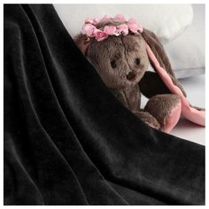 Отрез трикотажный для рукоделия, велюр, 45 х 50 см, хлопок, полиэстер, цвет чёрный Страна Карнавалия