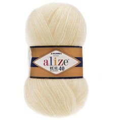 Пряжа Alize Angora Real 40, 40 % шерсть, 60 % акрил, 100 г, 430 м, 1 шт., 01 кремовый