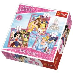 Пазл Принцессы Диснея 3в1 20 36 50 деталей в коробке 34833/TR34833 Trefl