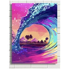 Картина по номерам пейзаж (под гребнем волны, рэтровейв) - 7869 В 30x40