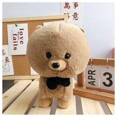 Мягкая игрушка круглая собака Шпиц коричневый 20 см Plush Toys