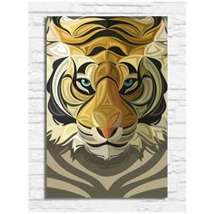 Картина по номерам на холсте красочный тигр (животные, минимализм, абстракция) - 9173 В 20x30