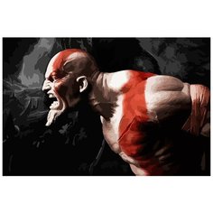 Картина по номерам на холсте Игра God of War Кратос - 6221 Г 60x40