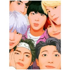 Картина по номерам на холсте Музыка BTS (Джимин, Шуга, Намджун) - 7166 В 30x40