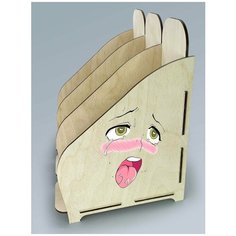 Органайзер лоток, подставка для бумаги, документов деревянная с цветным принтом 3 отделения аниме ахегао мемы - 7 Art Wood