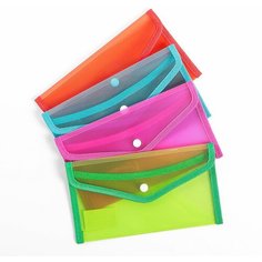 Папка-конверт на кнопке, В65, 330 мкм, жёсткая, с кантом, тонированная, рифлёная, микс(12 шт.) Calligrata