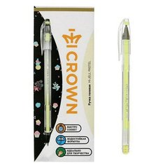 Ручка гелевая CROWN "Hi - Jell Pastel", желтая пастель, узел 0,8 мм, линия письма 0,5 мм, 12 шт.