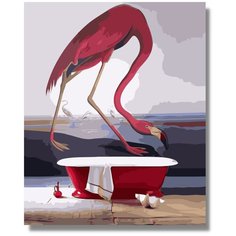 Картина по номерам "Розовый Фламинго" холст на подрамнике 40х50
