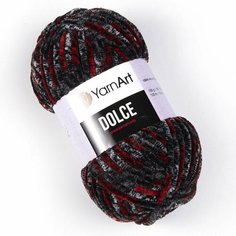 Пряжа YARNART Dolce (YarnArt), серо-красный принт - 806, 100% микрополиэстер, 5 мотков, 100 г, 120 м.