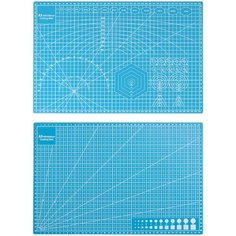 Коврик для макетирования и резки 45x30см A3 двусторонний с разметкой. ПВХ с самовосстанавливающимся покрытием. Цвет синий I Q Future