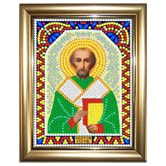 Алмазная мозаика "Святой Руслан" 10,5Х14,5см в подарок золотая рамка для готовой работы НАСЛЕДИЕ
