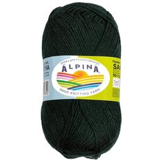 Пряжа для вязания крючком, спицами Alpina Альпина SAMANTHA классическая средняя, вискоза/полиэстер, цвет №06 Темно-изумрудный, 160 м, 10 шт по 50 г