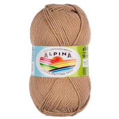 Пряжа детская для вязания крючком, спицами Alpina Альпина NANA классическая средняя, хлопок/полиамид, цвет №07 Темно-бежевый, 105 м, 10 шт по 50 г