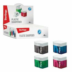 Точилка пластиковая, 1 отверстие, контейнер, цвет - микс, 40 шт. Sweet Home