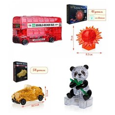 Игрушки новогодний Сборная модель комплект 4 штуки Идеи подарков классу 23 февраля Автобус, Шар Солнце, Машина, Панда Iq Toy
