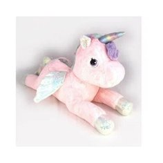 Мягкая игрушка подушка Единорог / 40 см / блестящие крылья / Плюшевый Единорожка / Цвет розовый Kidslandiya