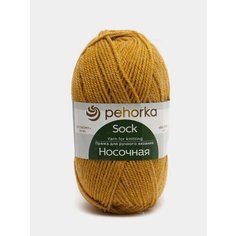 Пряжа Пехорка Носочная 2 мотка Горчица 447, 50% Шерсть 50% Акрил 100г 200м