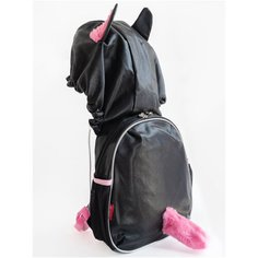 Рюкзак детский с капюшоном для девочек школьный дошкольный черный Moommy