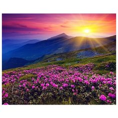 Алмазная мозаика (Круглая) Утро в горах 40х50 см Colibri