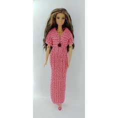Вечернее платье кораллового цвета для кукол Barbie + вешалка Maryeva