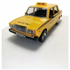 Коллекционная машинка игрушка металлическая Жигули ВАЗ 2107 для мальчиков масштабная модель 1:24 такси желтая TFX
