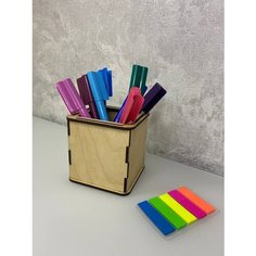 Подставка стаканчик для канцелярии деревянный Нет бренда