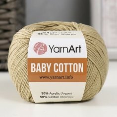 Пряжа YarnArt "Baby cotton" 50% акрил, 50% хлопок 165 м, 1 шт, 50 г, 434 серобежевый (9554779)