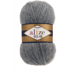 Пряжа Alize Angora Real 40, 40 % шерсть, 60 % акрил, 100 г, 430 м, 5 шт., 182 средне-серый меланж