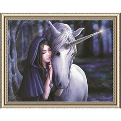 Алмазная мозаика лошади люди на подрамнике 40х50см HWA4601 круглые стразы Нет бренда