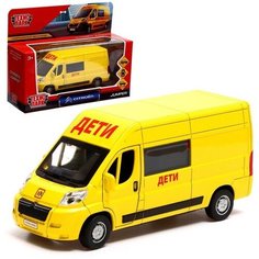 Технопарк Машина металлическая «Citroen Jumper дети», 14 см, двери, багажник, инерция, цвет жёлтый