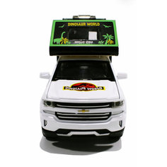 Dinosaur World металлическая машинка Chevrolet Silverado Шевроле Сильверадо Дом на колесах 1:32 20 см Парк Юрского Периода с конструктором динозавра Neposeda Toys