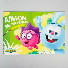 Альбом для рисования А4, 12 листов на скрепке смешарики "Крош и Ежик" Нет бренда