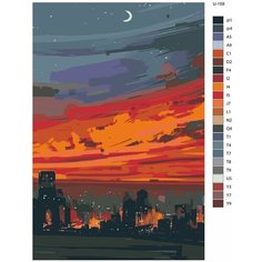 Картина по номерам U-159 "Малиновый заказ в огняx города" 70x110 см Brushes Paints