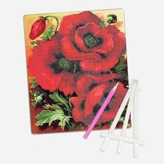 Алмазная мозаика ILikeGift Маки частичная выкладка пластиковая подставка 21*25 см JA21117