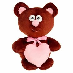 Мягкая игрушка Princess Love Мишутка с розовым сердцем, коричневый, 23 см (4650074455266)