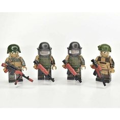 Фигурка коллекционная G Brick Design набор 4 шт, Российский, Советский солдат в костюме Горка, для лего.
