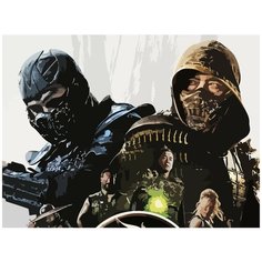 Картина по номерам на холсте игра Mortal Kombat (Саб-Зиро, Скорпион, Рептилия, Ниндзя) - 7812 Г 30x40