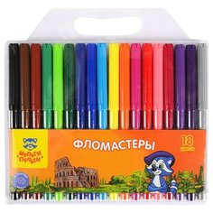Мульти-Пульти Набор фломастеров Енот в Италии (WP_10728), разноцветный, 18 шт.