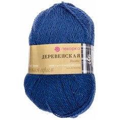 Пряжа (1шт) "Деревенская" 100% шерсть 250м/100гр (255-джинсовый) Пехорка
