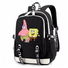 Рюкзак Губка Боб, Патрик и Гэри (Sponge Bob) черный с USB-портом №7 Noname